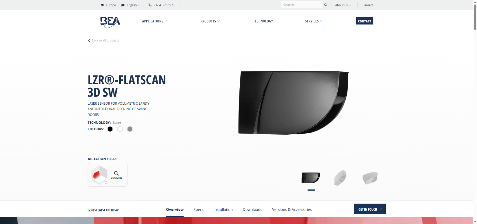 BEA LZR FLATSCAN 3D SW Laser Safety Sensor for Swing Doors