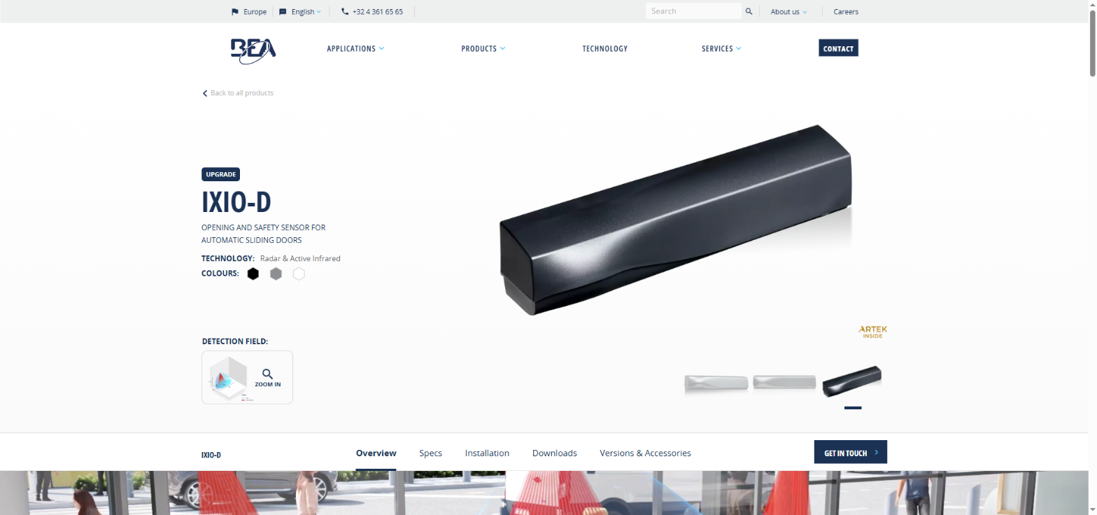 BEA IXIO-D Opening and Safety Sensor for Automatic Sliding Doors